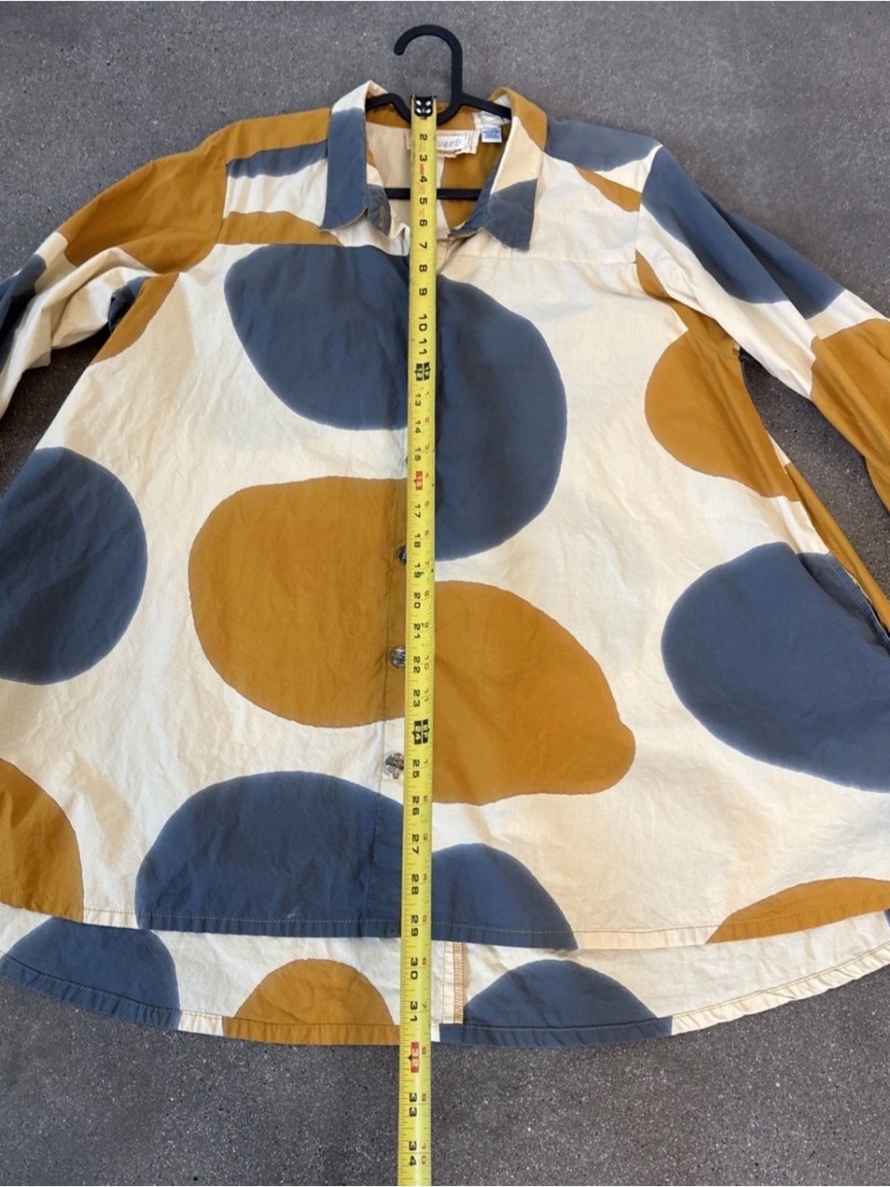 Adverb Printed Button-Up Tunic in Cream, Mustard & Gray - Picture 6 of 9